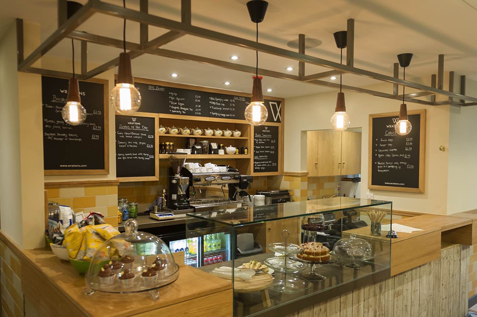 Wrattens Cafe  interior design  and bespoke cafe  counter  by 